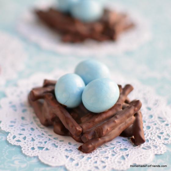 Chocolate Pretzel Nests: with only 3 ingredients, these are so easy to make!